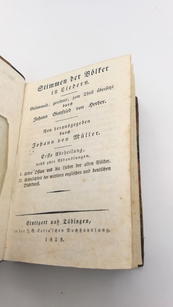 Mueller (Hrgs.), Johann von: Johann Gottfried Herder's saemmtliche Werke. Zur schoenen Literatur und Kunst. Band 7 und 8 (= 2 Bde in 1 Buch)