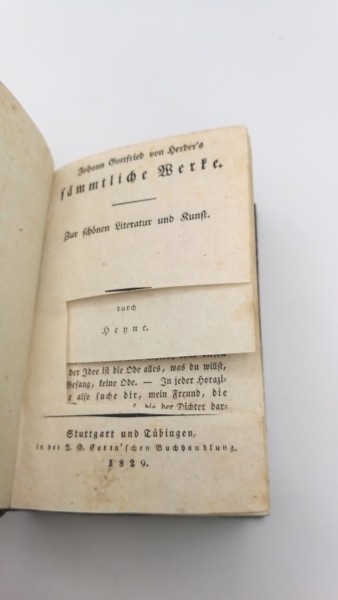 Heyne / Mueller (Hrgs.): Johann Gottfried Herder's saemmtliche Werke. Zur schoenen Literatur und Kunst. Band 11 und 12 (= 2 Bde in 1 Buch)