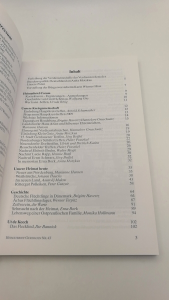 Heimatkreisgemeinschaft Gerdauer e.V. (Hrsg.): Heimatbrief Kreis Gerdauen Nr. 43 Juni 2009 Kultur in Ostpreußen. Menschen, Geschichte und Güter im Kreis Gerdauen