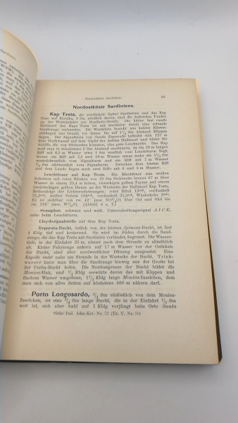 Reichs-Marine-Amt (Hrsg.): Segelhandbuch für das Mittelmeer. II. [2.] Teil: West- und Südküste Italiens, Sardinien und Sizilien. Beiheft / Erste [1.] bis fünfte [5.] Ergänzung / Nachtrag (=vollst.)