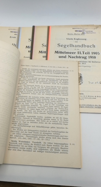 Reichs-Marine-Amt (Hrsg.): Segelhandbuch für das Mittelmeer. II. [2.] Teil: West- und Südküste Italiens, Sardinien und Sizilien. Beiheft / Erste [1.] bis fünfte [5.] Ergänzung / Nachtrag (=vollst.)