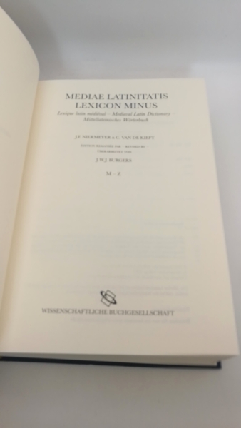 Niermeyer, Jan Frederik: Mediae latinitatis lexicon minus. 2 Bände (=vollst.) = Lexique latin médiéval = Mittellateinisches Wörterbuch