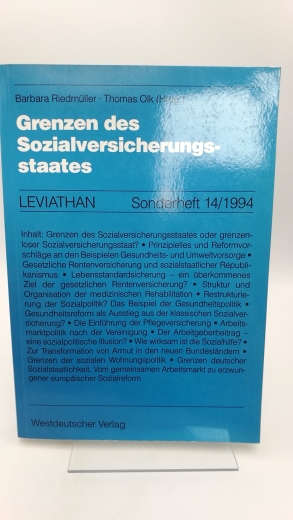 Riedmüller, Barbara [Hrsg.]: Grenzen des Sozialversicherungsstaates 