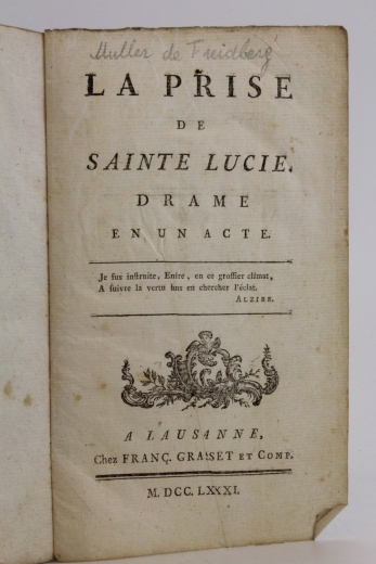 ohne Autor: La Prise de Sainte Lucie Drame en un Acte