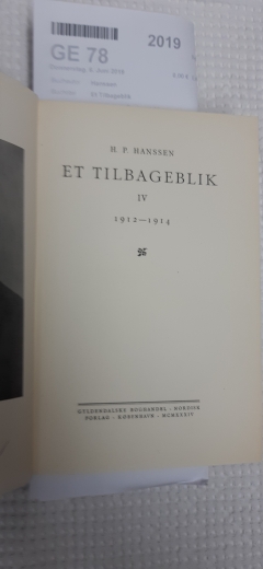 Hanssen, H. P.: Et Tilbageblik IV. 1912-1914