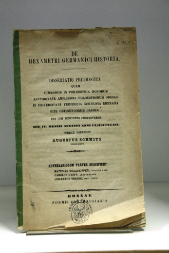 Schmits, Augustus: De Hexametri Germanici Historia. Disseratatio Philologica