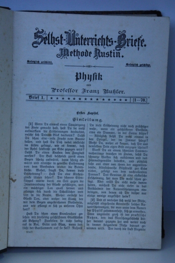 Bußler, Franz: Selbst-Unterrichts-Briefe. Methode Rustin. Physik Brief 1 bis 17 (Abschnitt 1 bis 1000)