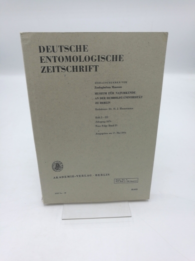 Zoologisches Museum Berlin (Hrgs.): Deutsche Entomologische Zeitschrift. Neue Folge. Heft I-III, Jahrgang 1976, Band 23.