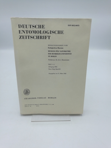 Zoologisches Museum Berlin (Hrgs.): Deutsche Entomologische Zeitschrift. Neue Folge. Heft 1-3, Jahrgang 1982, Band 29.