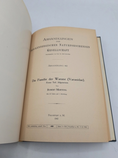 Mertens, Robert: Sammlung von 4 Schriften der Reihe: Abhandlungen der Senckenbergischen Naturforschenden Gesellschaft (487, 490, 442, 462)