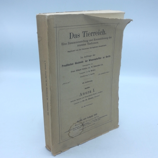 Schulz (Hrsg.), Franz Eilhaard: Das Tierreich. Eine Zusammenstellung u. Kennzeichnung der rezenten Tierformen. Lieferung 46 Amphibia. Anura I. Subordo Aglossa u. Phaneroglossa. Sectio 1 Arcifera. Bearb. v. Fr. Nieden.