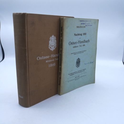 Reichs-Marine-Amt (Hrgs.), : Ostsee-Handbuch. Mittlerer Teil. [1 Band + 2 Broschüren = vollst.] Abgeschlossen mit "Nachrichten für Seefahrer" Ausgabe 72 vom 31. Dezember 1915.