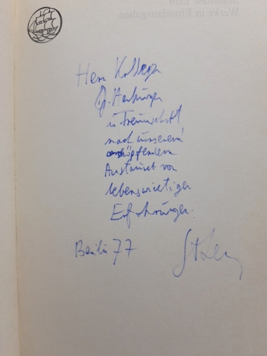 Lem, Stanislaw: Summa technologiae. SIGNIERTES WIDMUNGSEXEMPLAR. Mit einem Vorwort des Autors zur deutschen Ausgabe. Aus dem Polnischen übersetzt von Friedrich Griese.