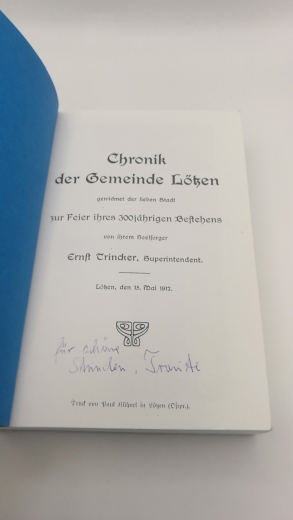 Trincker, E.: Chronik der Gemeinde Lötzen gewidmet der lieben Stadt zur Feier ihres 300jährigen Bestehens