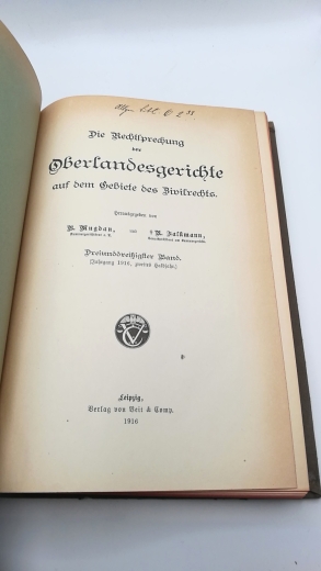 Mugdan / Falkmann, B.  / R. (Hrgs.): Die Rechtsprechung der Oberlandesgerichte auf dem Gebiete des Zivilrechts. 33. Band 1915 (Zweites Halbjahr)