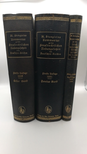 Ebermayer, Dr. Dr. Ludwig: M. Stengleins Kommentar zu den Strafrechtlichen Nebengesetzen des Deutschen Reiches. 2 Bände + Ergänzungsband (=vollst.)